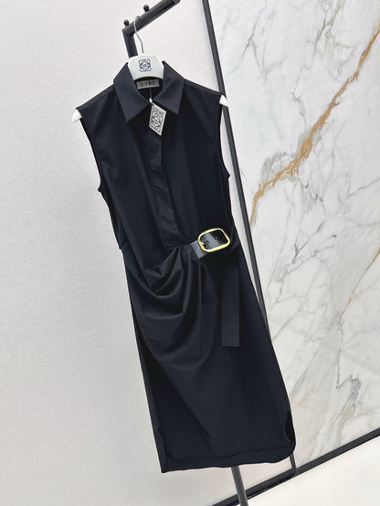 Loe* 25ss Asymmetric draping belted dress