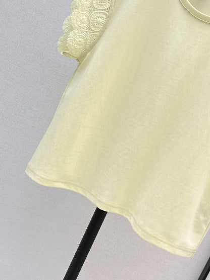 C*nel 25ss floral lace trim t-shirt