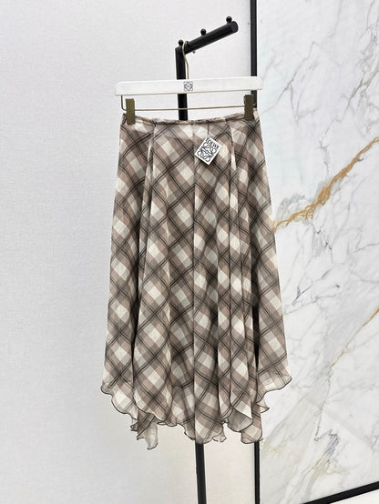 Loe* 25ss Asymmetric plaid skirt