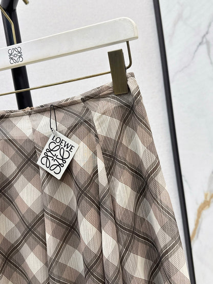 Loe* 25ss Asymmetric plaid skirt