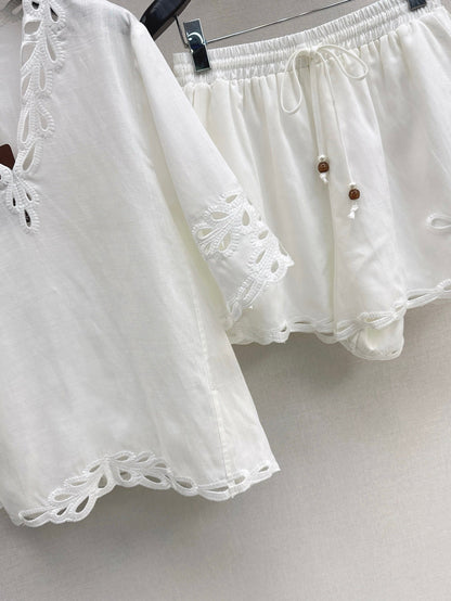 Lor*P 25ss embroidered linen suit