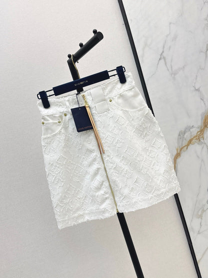 Loui* 25ss monogram jacquard denim skirt
