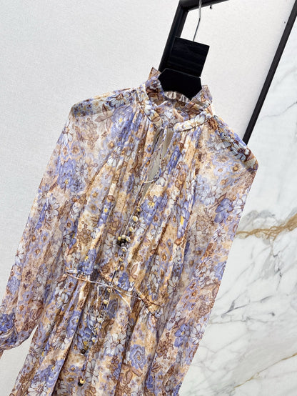 Zim* 25ss floral pattern silk jumpsuit