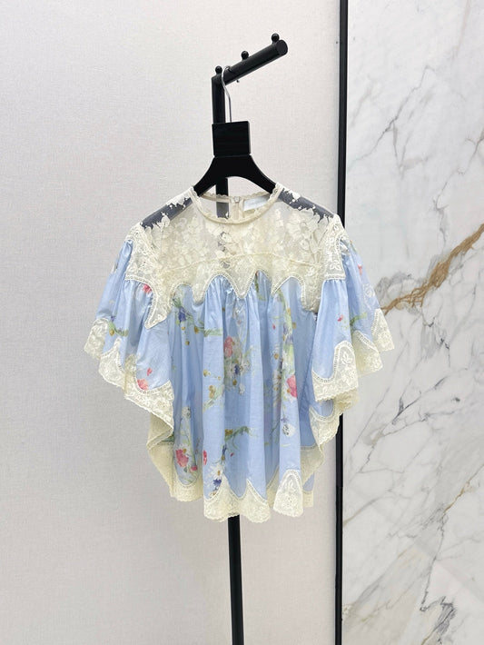 Zim* 25ss lace cape shirt