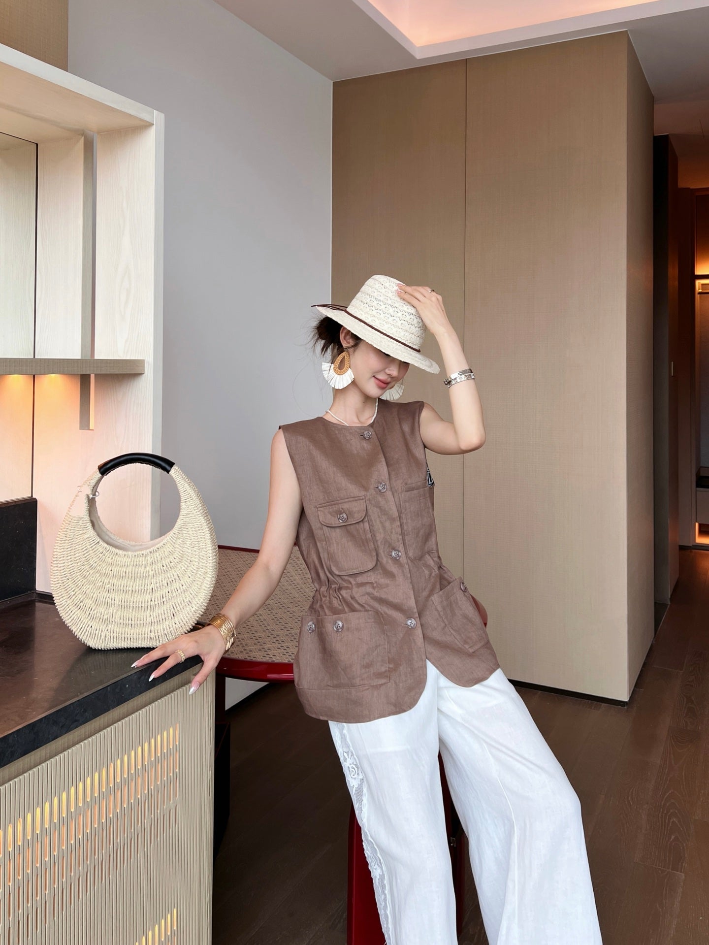 Lor*P 25ss linen vest jacket