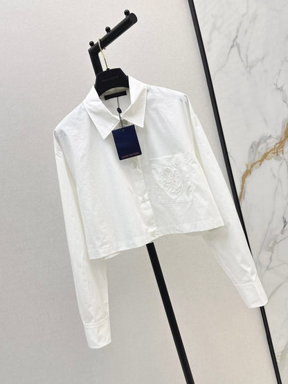 Loui* 25ss embroidered crop shirt