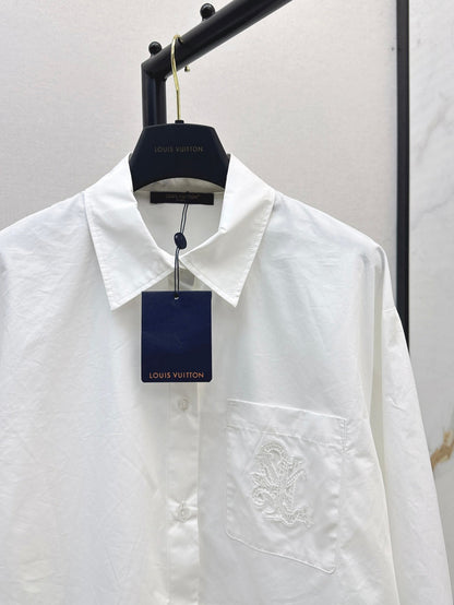 Loui* 25ss embroidered crop shirt