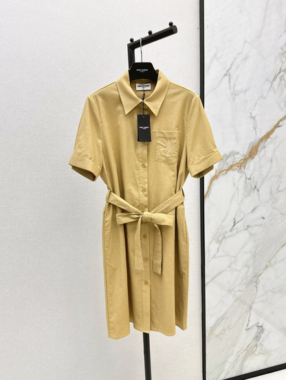 YS* embroidered tied shirtdress