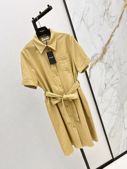 YS* embroidered tied shirtdress