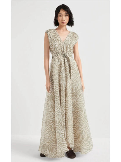 Brune*C V-neck silk long dress