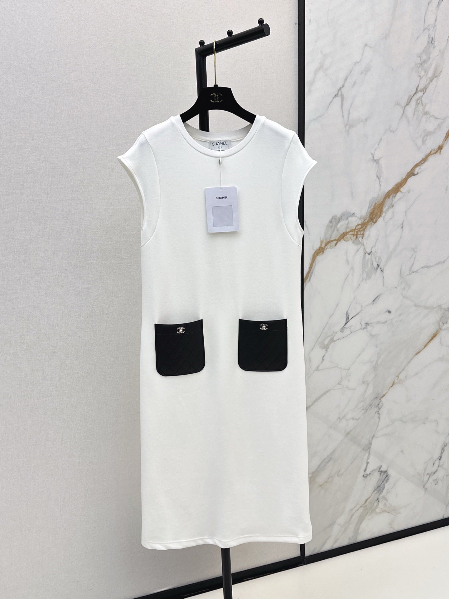 C*nel 25ss leather pocket long dress