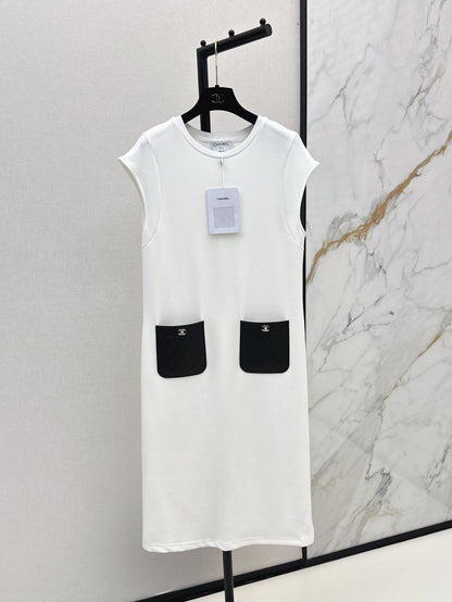 C*nel 25ss leather pocket long dress