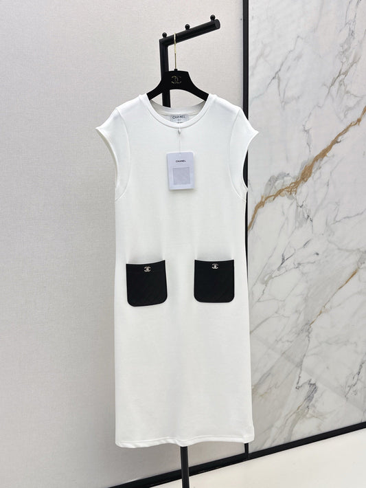 C*nel 25ss leather pocket long dress