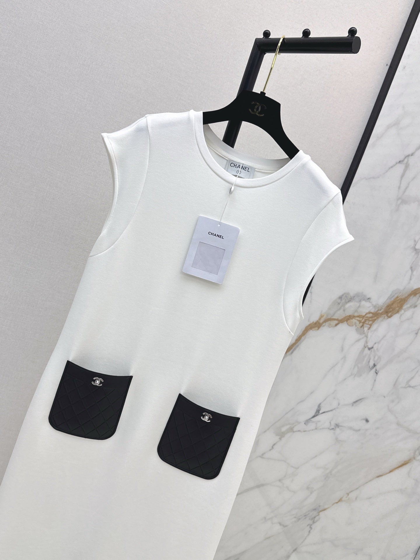 C*nel 25ss leather pocket long dress