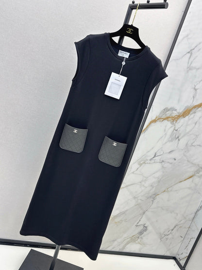 C*nel 25ss leather pocket long dress