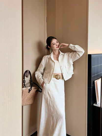 Lor*P 25ss linen belted skirt