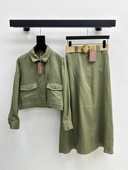 Lor*P 25ss linen belted skirt