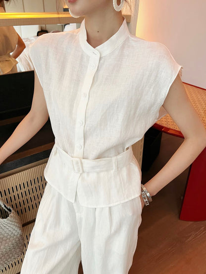 Lor*P 25ss linen belted vest