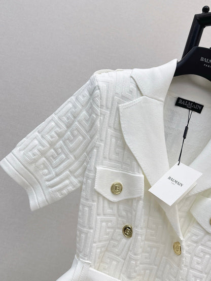 Balm* 25ss monogram knitted dress with gold buttons