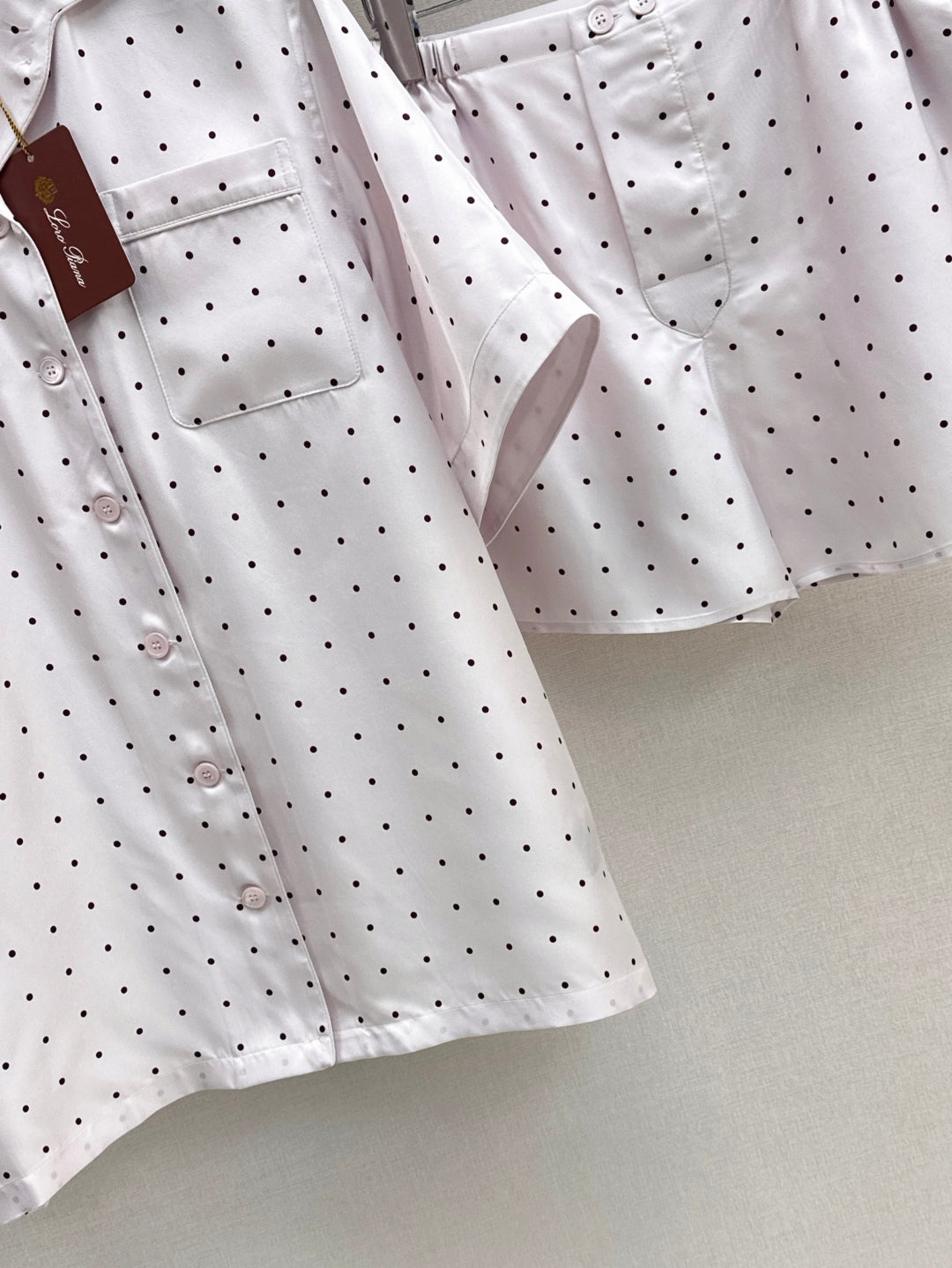 Lor*P new silk pajama shirt and shorts set