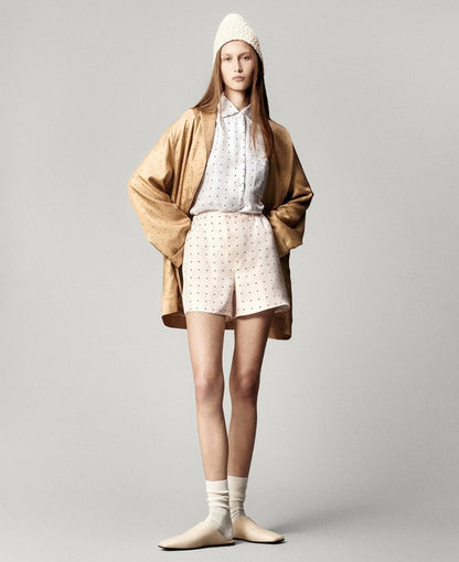Lor*P new silk pajama shirt and shorts set