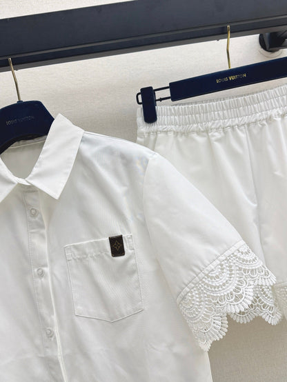 Loui* new lace trim shirt and shorts set