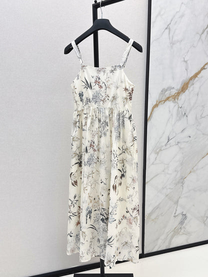 D*r 25ss mid-length printed cotton poplin dress