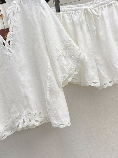 Lor*P 25ss embroidered linen suit