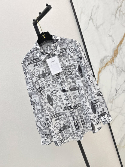 C*nel 25ss printed technical silk shirt