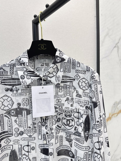 C*nel 25ss printed technical silk shirt