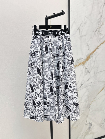 C*nel 25ss technical silk flared skirt