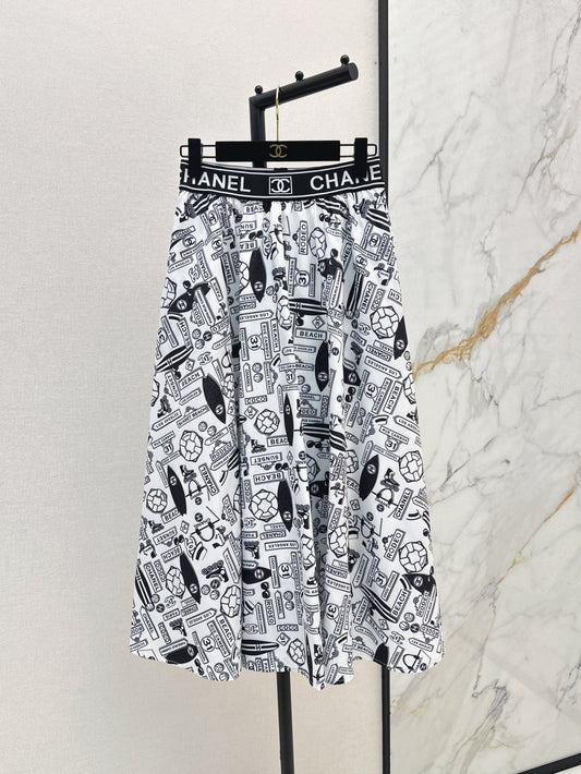 C*nel 25ss technical silk flared skirt