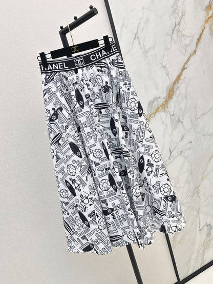 C*nel 25ss technical silk flared skirt