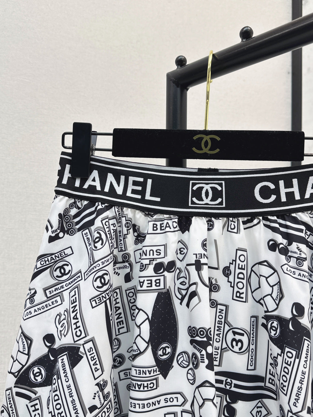 C*nel 25ss technical silk flared skirt
