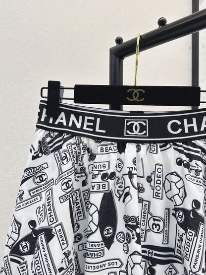 C*nel 25ss technical silk flared skirt