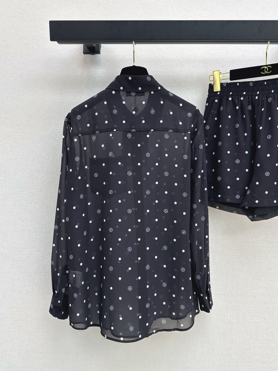 C*nel 25ss Slightly transparent shirt and shorts set