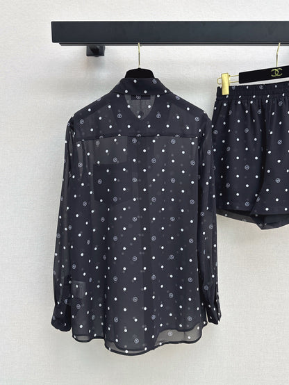 C*nel 25ss Slightly transparent shirt and shorts set