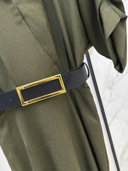Lor*P 25ss linen-blend belted long dress