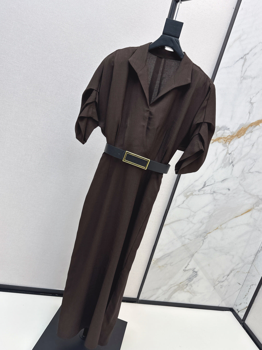 Lor*P 25ss linen-blend belted long dress