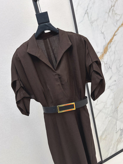 Lor*P 25ss linen-blend belted long dress
