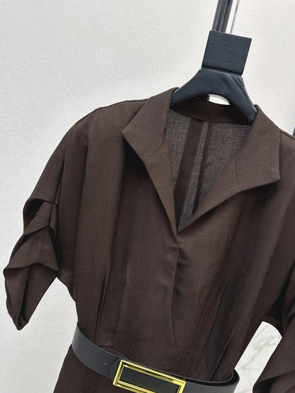 Lor*P 25ss linen-blend belted long dress