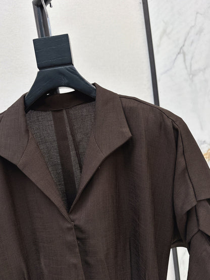 Lor*P 25ss linen-blend belted long dress