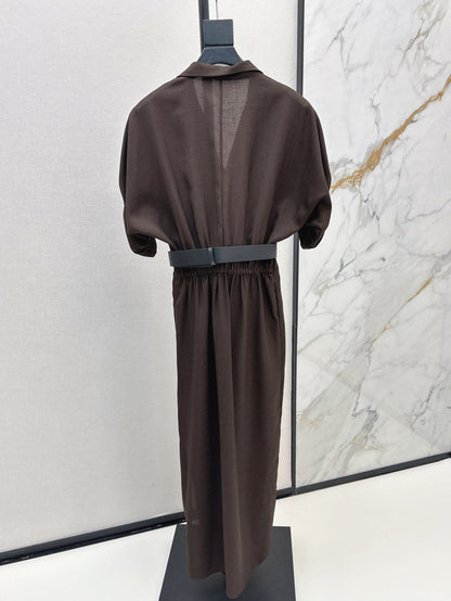 Lor*P 25ss linen-blend belted long dress