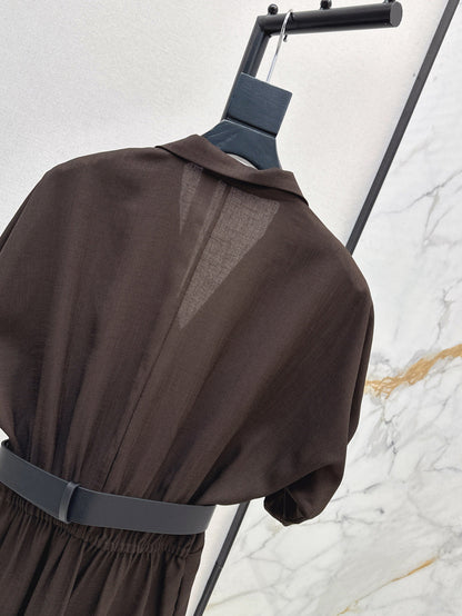 Lor*P 25ss linen-blend belted long dress
