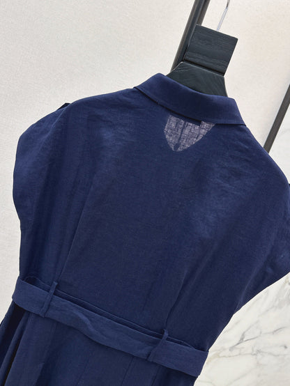 Lor*P 25ss tied belt cap sleeve shirt dress