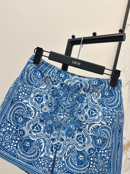 D*r 25ss Butterfly printed denim shorts