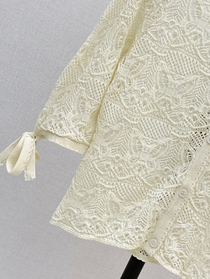 D*r 25ss crochet-effect cardigan with butterfly motif