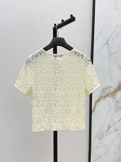 D*r 25ss crochet-effect top with butterfly motif
