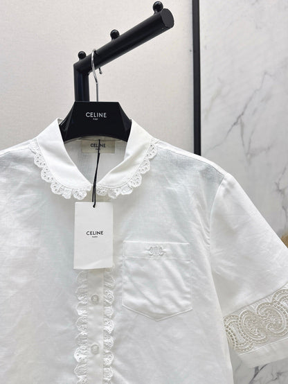 Cel* 25ss embroidered crop shirt