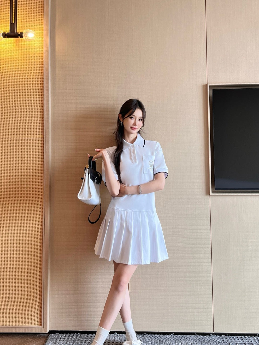 Brune*C 25ss embroidered polo dress